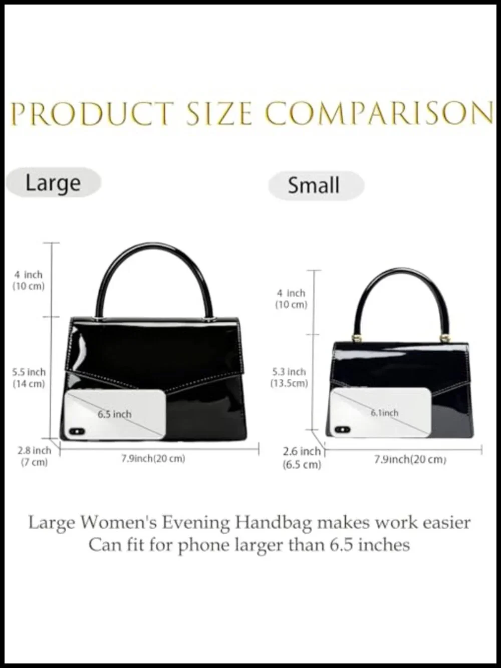 Patent Leather Evening Clutch Bag Formal Bridal Purse with Chain Strap